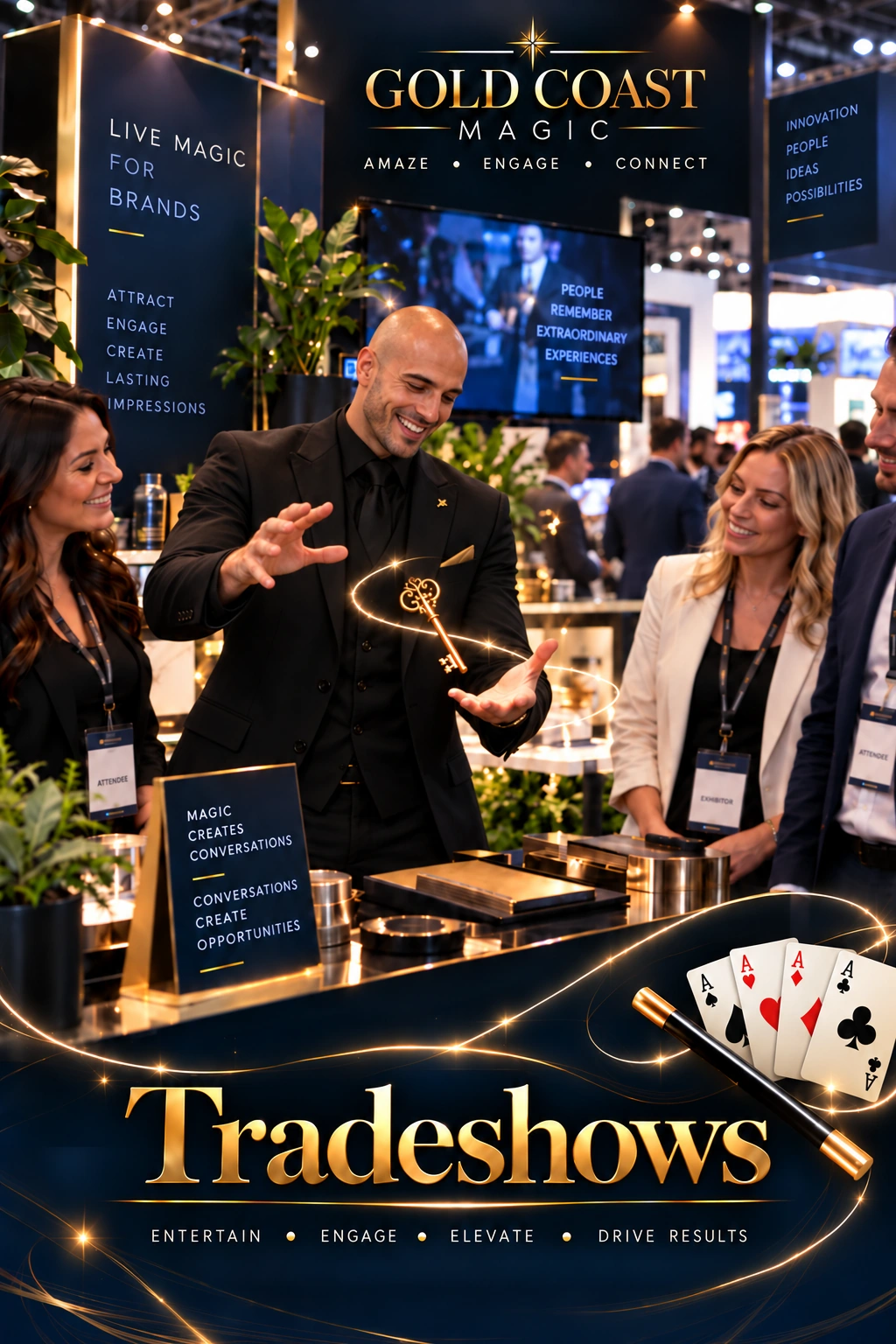 Illustration of tradeshows entertainment from Gold Coast Magic